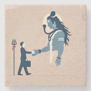 minimalism image of an ordinary person greeting go stone coaster