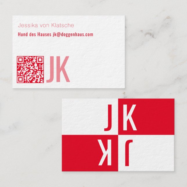 minimalism in red QR Code Business Card (Front/Back)
