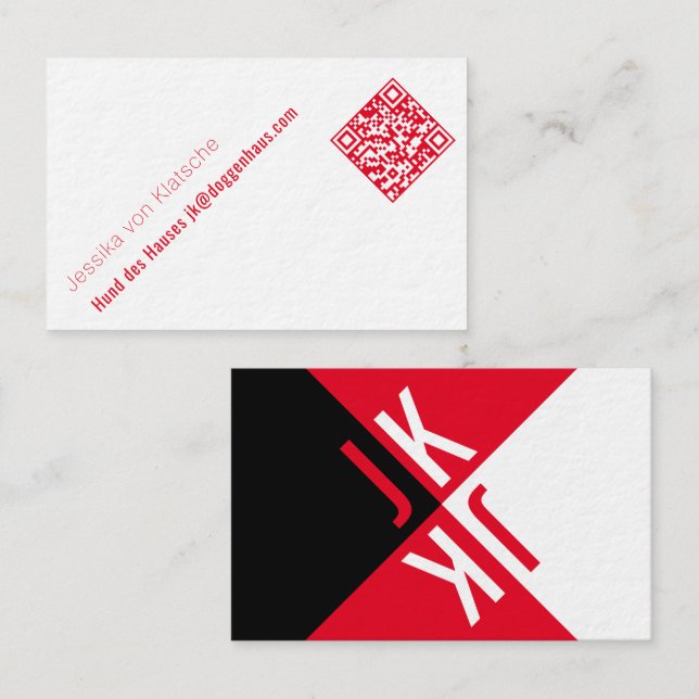 minimalism in red QR Code Business Card (Front/Back)