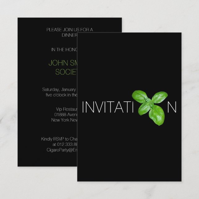 Minimalism Italian Food Dinner Party Invitation (Front/Back)