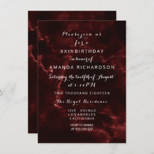 Minimalism Maroon Burgundy Marble Event Abstract Invitation