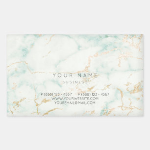 Minimalism Mint Green Gold Gray Marble Vip Rectangular Sticker