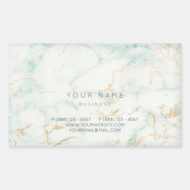 Minimalism Mint Green Gold Gray Marble Vip Rectangular Sticker (Front)