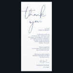 Minimalism Navy Script Place Setting Thank You Programme<br><div class="desc">(All colours are customisable) Modern Minimalism Script Place Setting Thank You Card. Share the love and show your appreciation to your guests, when they sit down at their seat and read this personalised charming place setting Thank you card. It's a wonderful way to kick off your special day celebration! Please...</div>