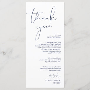 Minimalism Navy Script Place Setting Thank You Programme