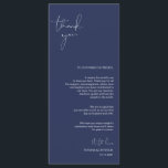 Minimalism Navy Script Place Setting Thank You Programme<br><div class="desc">(All colours are customisable) Modern Minimalism Script Place Setting Thank You Card. Share the love and show your appreciation to your guests, when they sit down at their seat and read this personalised charming place setting Thank you card. It's a wonderful way to kick off your special day celebration! Please...</div>