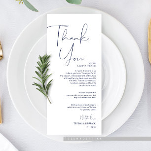 Minimalism Navy Script Place Setting Thank You Programme