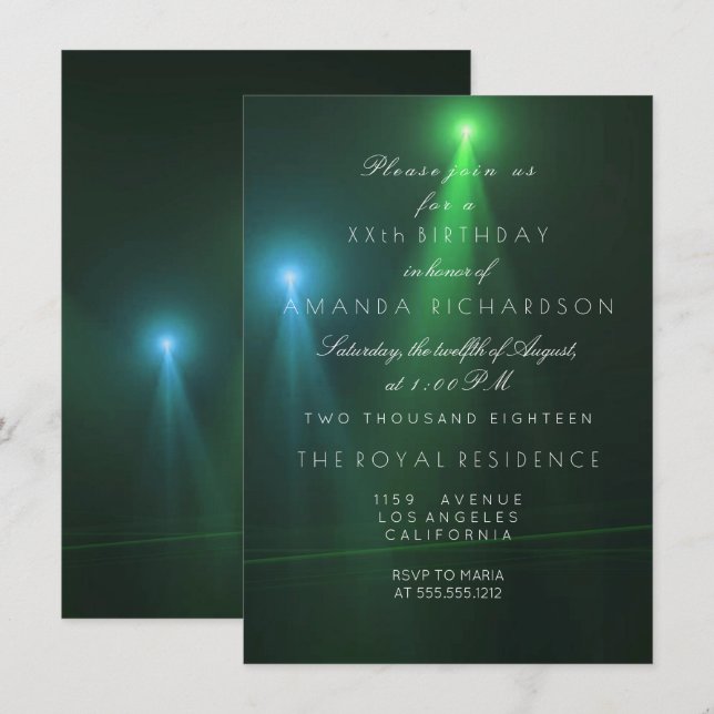 Minimalism Ombre Teal Deep Tropical Green Concert Invitation (Front/Back)