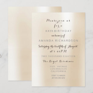 Minimalism Pearly Ivory Creamy Pastel Metal Party Invitation