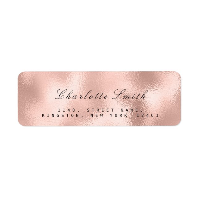Minimalism Pink Rose Gold Return Address RSVP (Front)