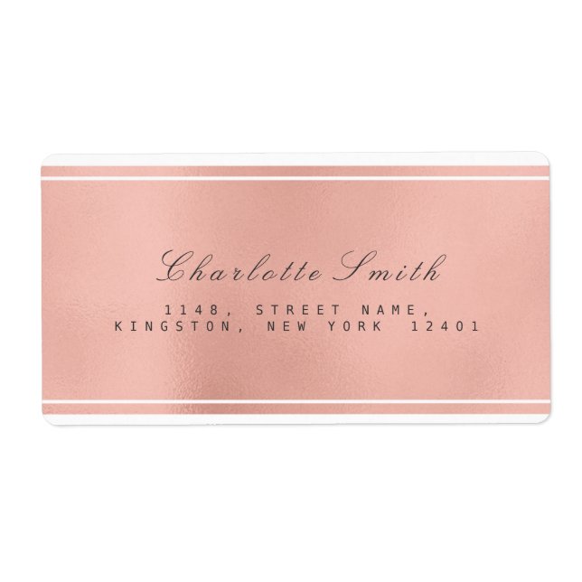 Minimalism Pink Rose Gold Shipping Address Labels (Front)