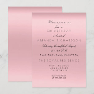 Minimalism Pink Rose Powder Birthday Invitation