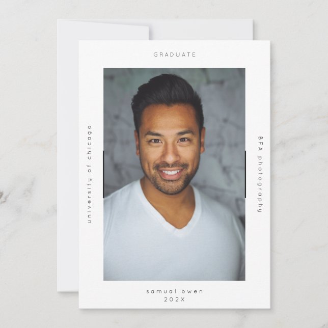 Minimalism Portrait Photo College University Announcement (Front)