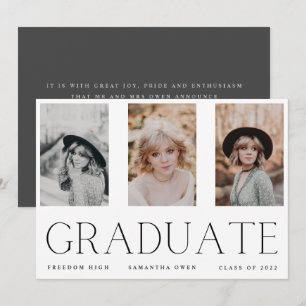 Minimalism Portrait Three High School Graduate Announcement