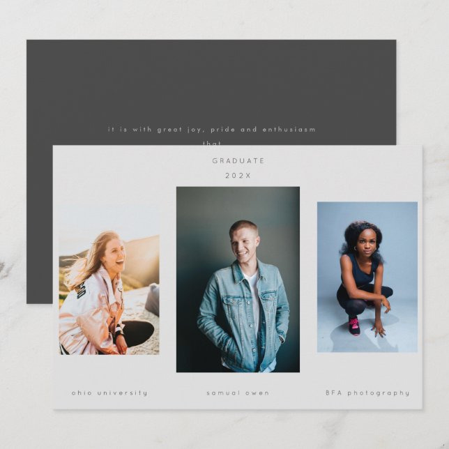 Minimalism Portrait Three Ultimate College Grey Announcement (Front/Back)