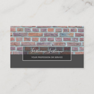 Minimalism red solid brickwall gray rectangle business card