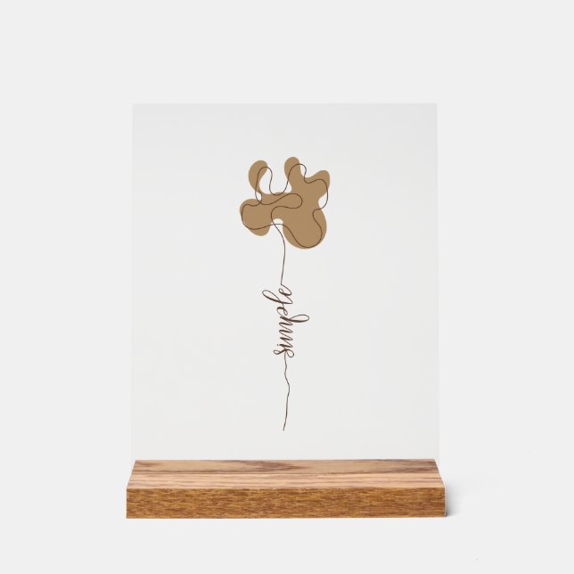 Minimalism Simple Flower Acrylic Sign (Front)