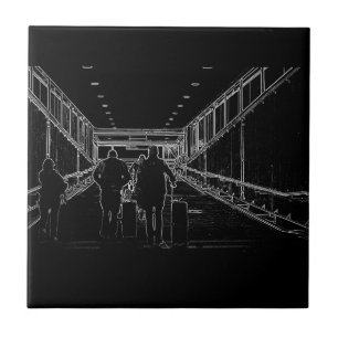Minimalism Sketch Drawing Airport Travel Tile
