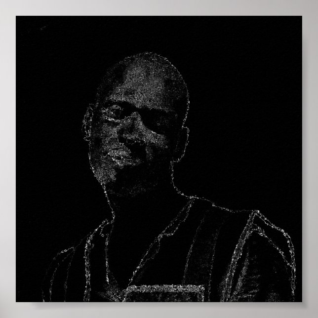 Minimalism Sketch Drawing Man Face Head Poster (Front)