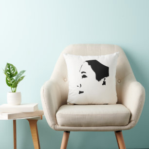 Minimalism Sketch Drawing Woman Lady Girl Face Cushion