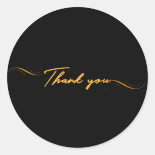 Minimalism Thank You Script Gold Typography Round Classic Round Sticker