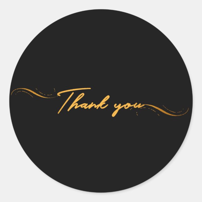 Minimalism Thank You Script Gold Typography Round Classic Round Sticker (Front)