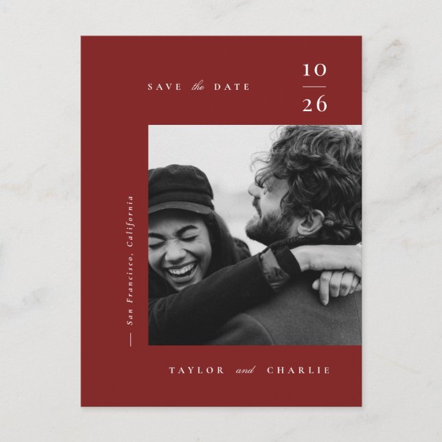 Minimalism Typography Save the Date Announcement Postcard (Front)