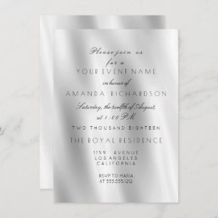 Minimalism White Gray Silk Fabric Ombre Birthday Invitation