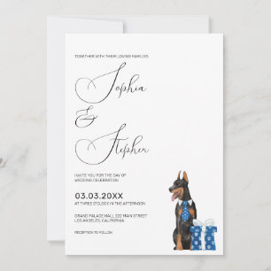 Minimalism with a Doberman Dog Wedding Invitation