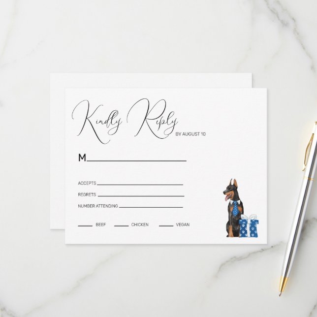 Minimalism with a Dog Illustration RSVP Card (Front/Back In Situ)