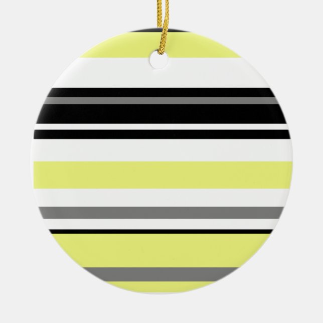 Minimalism Yellow Black Stripes Ceramic Tree Decoration (Front)
