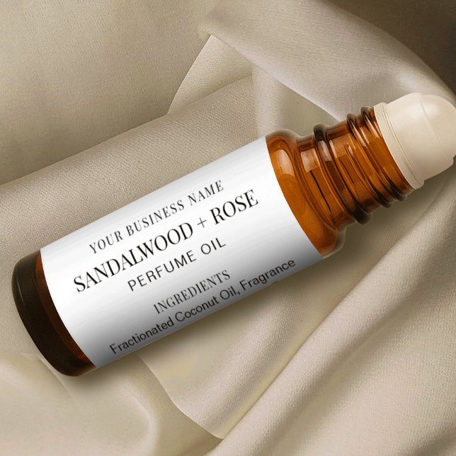 Minimalist 10ml Perfume Oil Roller Bottle Labels (Minimalist modern perfume oil roller bottle wraparound label)