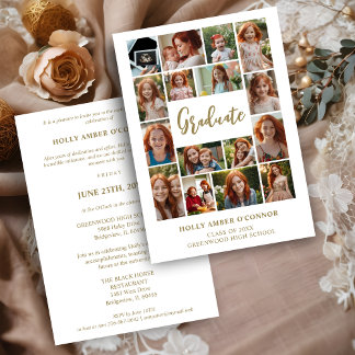 Minimalist 16 Photos Time Life Graduate Collage Invitation