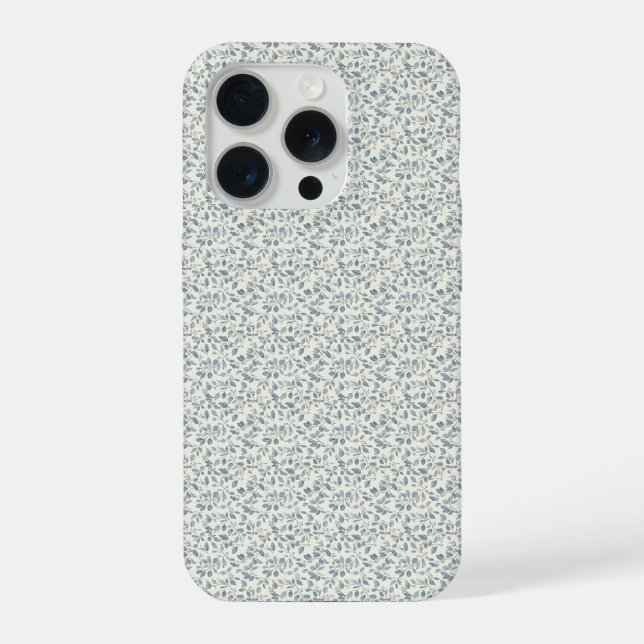 Minimalist 1940s Eucalyptus Slate Blue Sprig iPhone Case (Back)