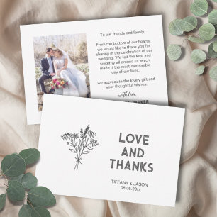 Minimalist 1 Photo Clean Simple Modern Wedding Thank You Card