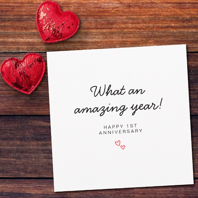 Minimalist 1 Year First Wedding Anniversary Card (Front)