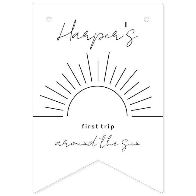 Minimalist 1st Birthday First Trip Around the Sun Bunting (First Flag)