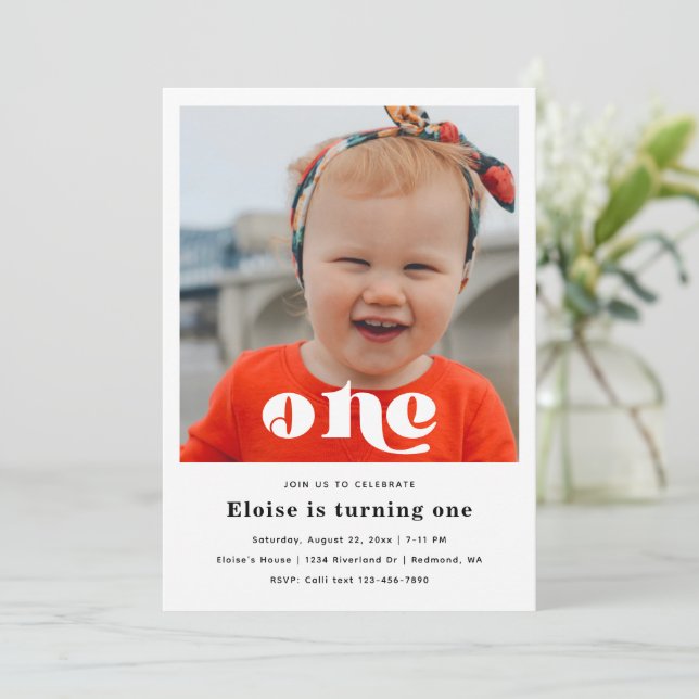 Minimalist 1st Birthday Invitation | 1st Birthday (Standing Front)
