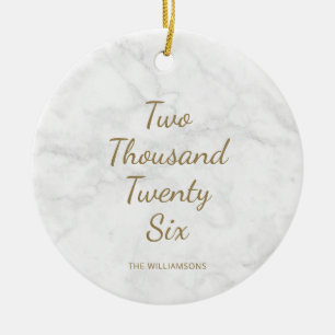 Minimalist 2021 Modern Grey Marble Personalised Ceramic Tree Decoration