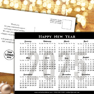 Minimalist 2025 Calendar Modern Black Corporate Holiday Postcard
