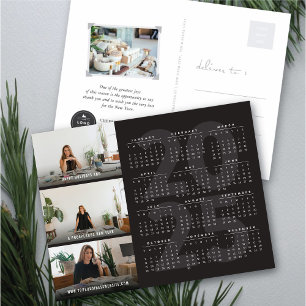 Minimalist 2025 Calendar New Year 3 Photo Collage Holiday Postcard