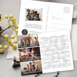 Minimalist 2025 Calendar New Year 3 Photo Collage Holiday Postcard