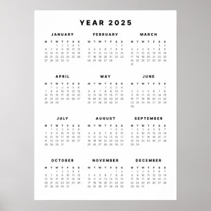Minimalist 2025 Calendar Poster