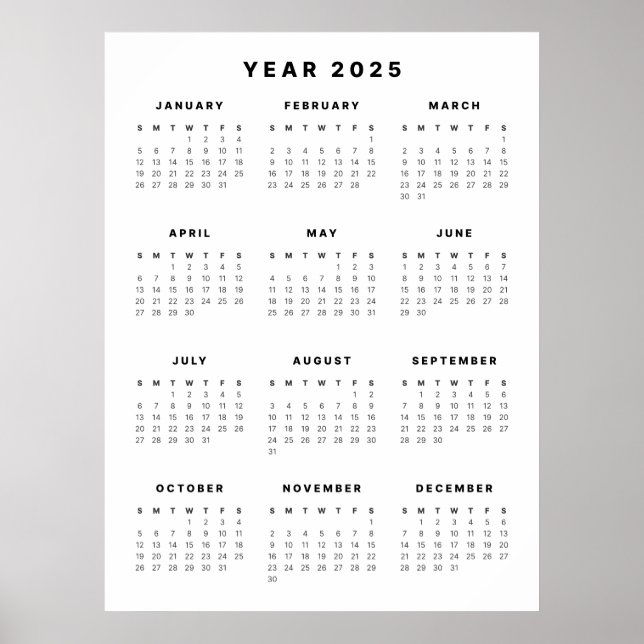 Minimalist 2025 Calendar Poster (Front)