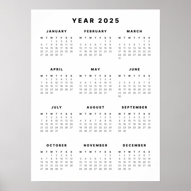 Minimalist 2025 Calendar Poster (Front)