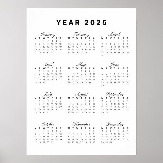 Minimalist 2025 Calendar Poster (Front)