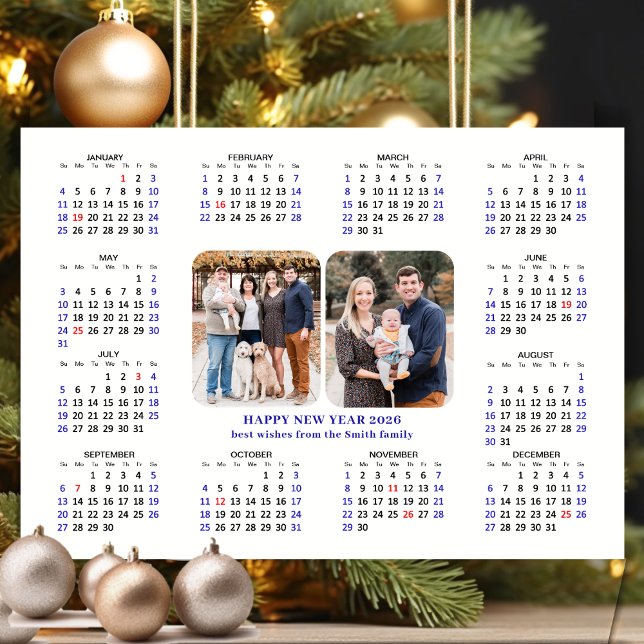 Minimalist 2026 Calendar Modern 2 Photo Magnetic (Creator Uploaded)