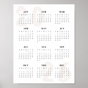 Minimalist 2026 One-Page Calendar Clean Modern  Poster