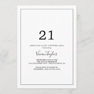 Minimalist 21st Birthday Party Invitation