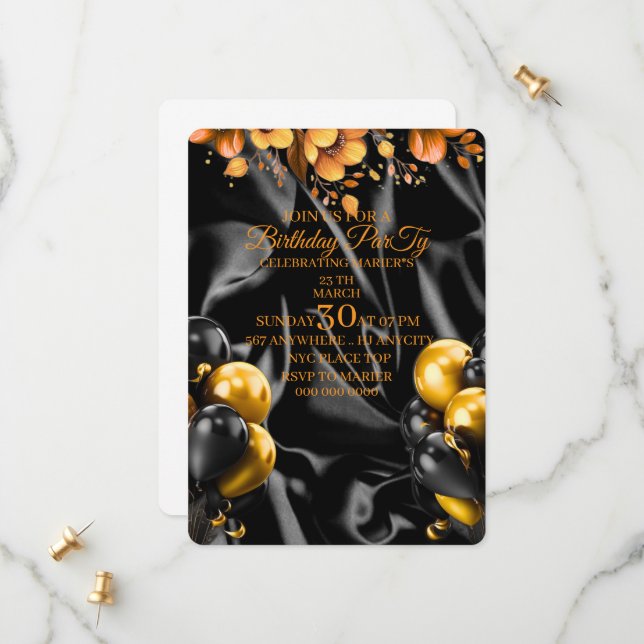 Minimalist 23rd Birthday Invitation – Gold Digital (Front/Back In Situ)